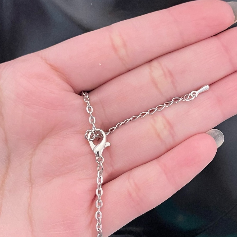 Silver Tone Statement Cat Eye Chain Necklace - image 5